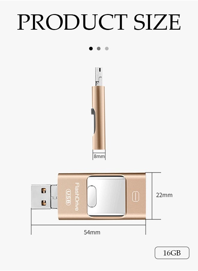 DUNISO - Flash drive, USB 3.0 push pull pen drive ，memory stick, expandable design at both ends, 16GB, suitable for Android，USB and Lightning port - Image 1