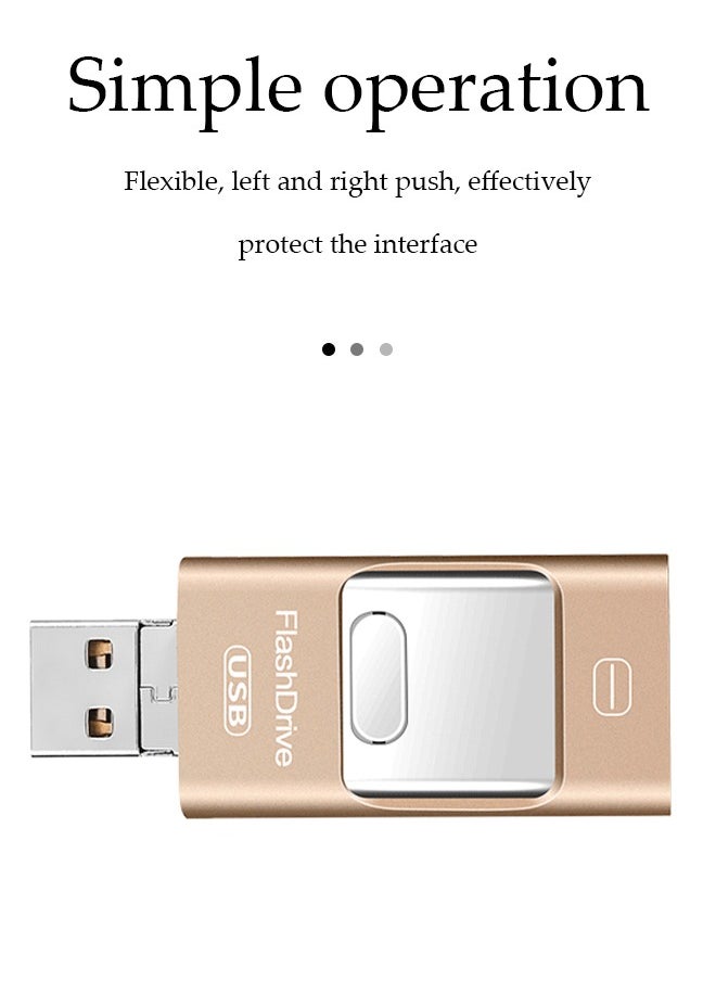 DUNISO - Flash drive, USB 3.0 push pull pen drive ，memory stick, expandable design at both ends, 16GB, suitable for Android，USB and Lightning port - Image 1