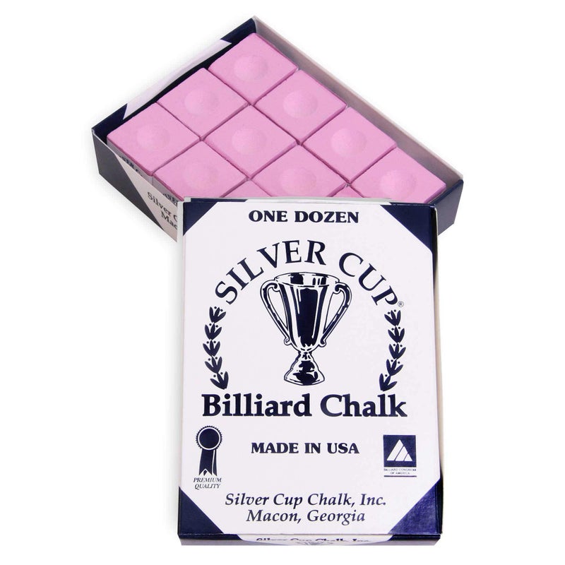 SILVER CUP Billiard CHALK - ONE DOZEN (Pink) - Image 1