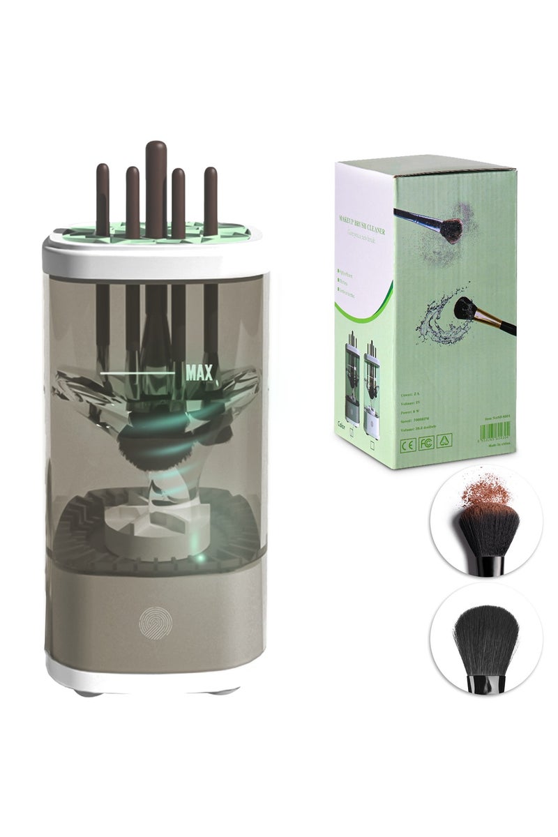 Gray Electric Makeup Brush Cleaner - Ultrasonic Cleaning with 80RPM Motor - Portable 1200mAh Rechargeable Design - Type-C Fast Charging & Water-Resistant Build - Ideal for Home/Travel/Professional Use - Gray Compact Design - Image 1