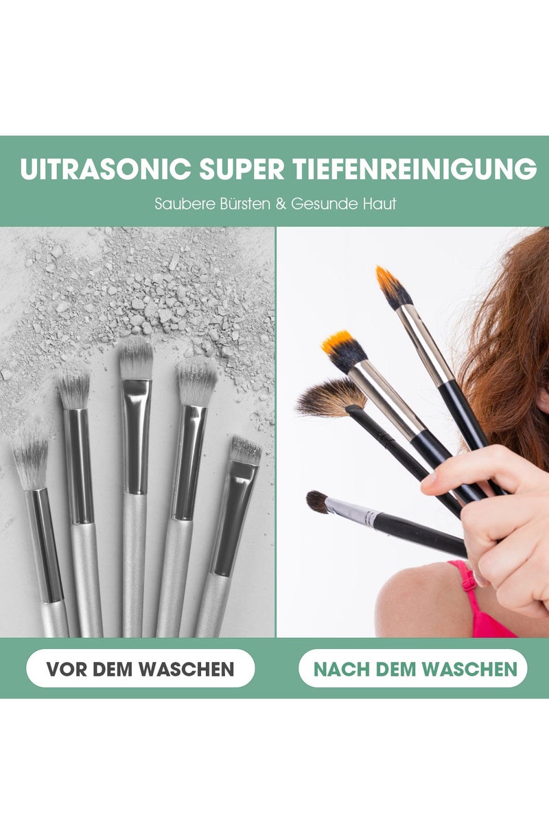 Gray Electric Makeup Brush Cleaner - Ultrasonic Cleaning with 80RPM Motor - Portable 1200mAh Rechargeable Design - Type-C Fast Charging & Water-Resistant Build - Ideal for Home/Travel/Professional Use - Gray Compact Design - Image 3