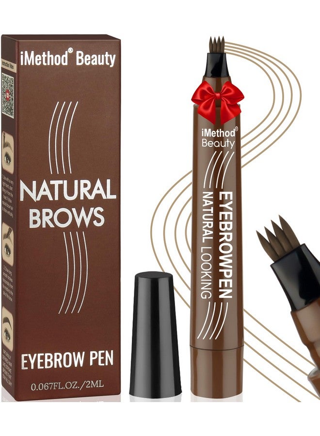 iMethod Microblading Eyebrow Pen - Eyebrow Pencil Magical Upgraded Eye Brow Pencils For Women With 4 Fork Tip & Spoolie Brush For Natural-Looking Hair-Like Defined Brows, Last All-Day, Light Brown - Image 1