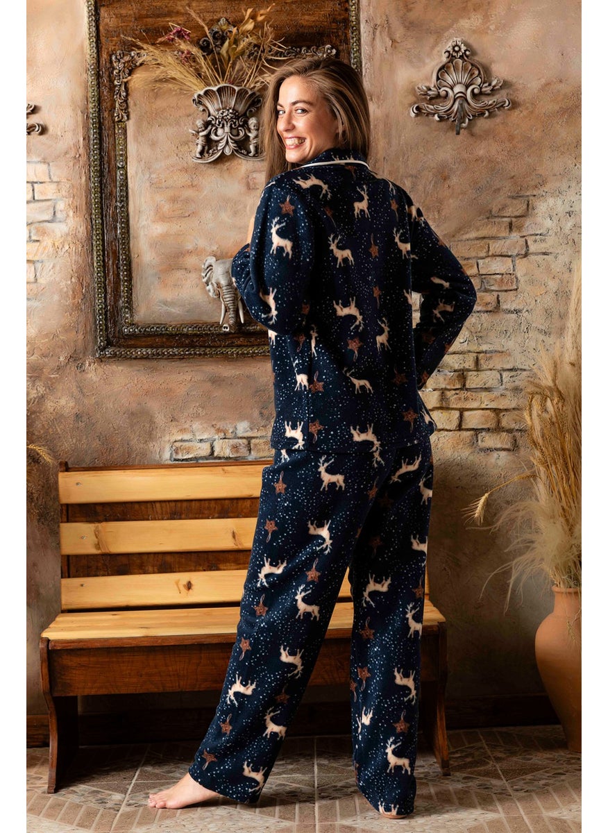 Winter New Year Patterned Women's Shirt Polar Fleece Pajama Set - pzsku/Z71423F9BB7D96BFC693DZ/45/_/1730383871/8c9bb56b-0679-4607-9283-703d0409be63