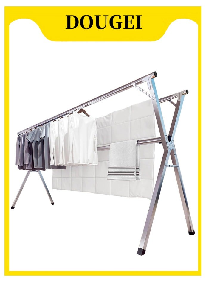 DOUGEI Clothes Drying Rack, Drying Rack Clothing Folding Indoor Outdoor, Heavy Duty Stainless Steel Laundry Rack, Foldable Portable Large Clothes Rack Garment Rack - Image 1