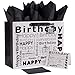 JWSCYSY 1Pcs White and Black Large Gift Bags with Tissue Paper Happy Bithday Gift Bag for Men Women Birthday 126 x 1025 x 47 - Image 1