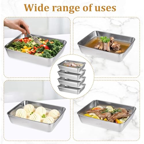 Honbuty 2000ML Stainless Steel Food Storage Container with Transparent Lid |Food Serving and bakingTray for Kitchen, Microwave, Freezer, Dishwasher Safe (Silver, Rectangle) (4) - Image 5