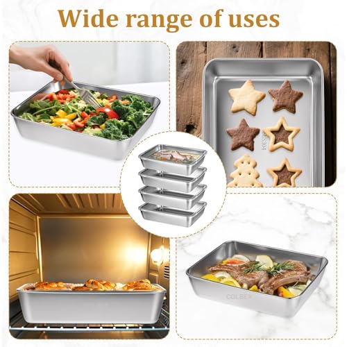 Honbuty 2000ML Stainless Steel Food Storage Container with Transparent Lid |Food Serving and bakingTray for Kitchen, Microwave, Freezer, Dishwasher Safe (Silver, Rectangle) (4) - Image 3