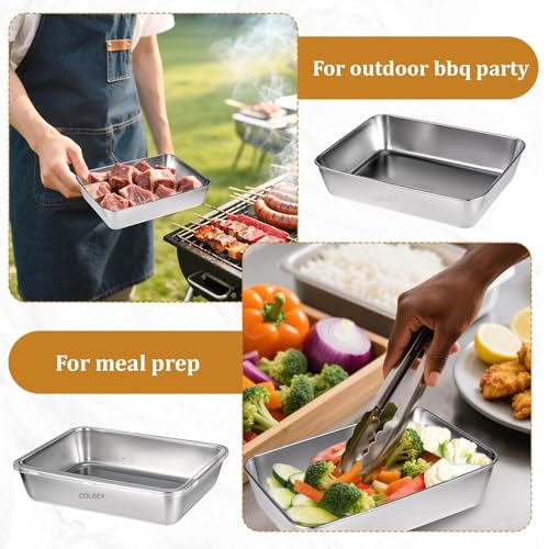 Honbuty 2000ML Stainless Steel Food Storage Container with Transparent Lid |Food Serving and bakingTray for Kitchen, Microwave, Freezer, Dishwasher Safe (Silver, Rectangle) (4) - Image 4