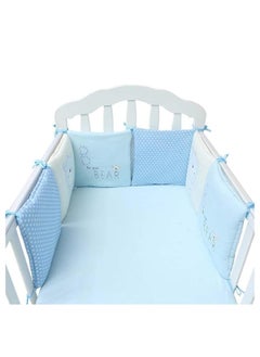 DUNISO 6 Pieces of Baby crib protective pads, male and female universal pure cotton rectangular surround pads, children's bed surround, soft, breathable and anti collision, 30cm * 30cm,blue  - Image 1