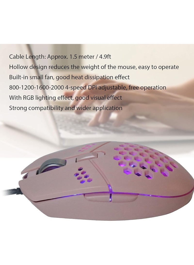 GGOOT USB Gaming Wired Mouse with Cooling Fan, Plug and Play Wired Mouse for Computers and Laptops, 4 Speed DPI Adjustable Gaming Mouse with Hollow Design  - Image 2