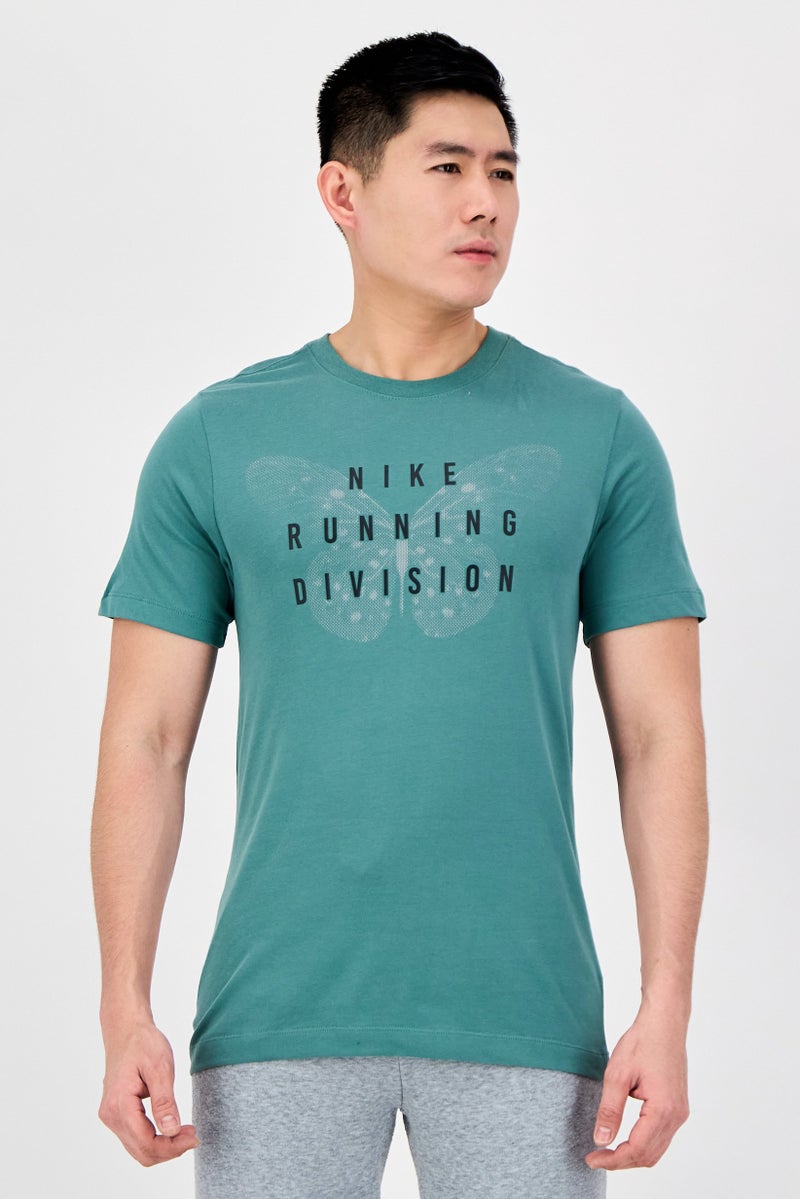 Nike Men Sportswear Fit Short Sleeve Running T-Shirt, Green - Image 1