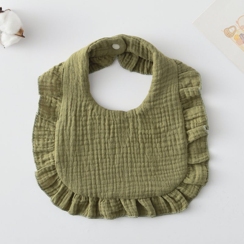 New Baby Saliva Towel Ruffled Children Baby Cotton Gauze Lace Bib Bib Saliva Pocket - Image 1