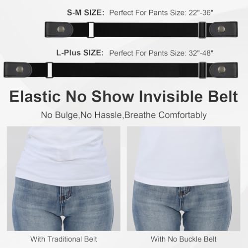WHIPPY Buckle Free Comfortable Elastic Belt for Women or Men, Buckle-less No Bulge No Hassle Invisible Belts, Black, Small Size 22-36 inches - Image 4