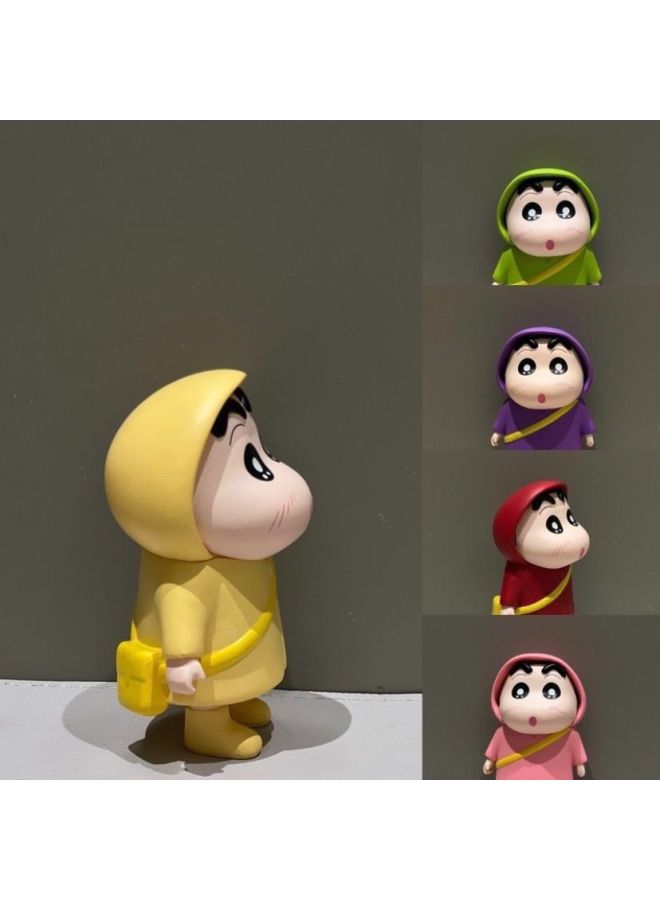 Crayon Small Peripheral Toy Hand-made Raincoat Small Cute Cartoon Animation Doll Model Desktop Decoration-Color:The Raincoat Xiaoxin Comes In A Random Set [one Set Is Photographed In Multiples Of 5] - Image 4