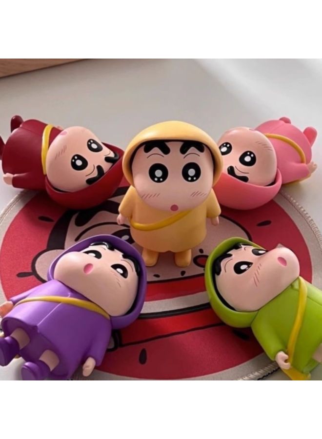Crayon Small Peripheral Toy Hand-made Raincoat Small Cute Cartoon Animation Doll Model Desktop Decoration-Color:The Raincoat Xiaoxin Comes In A Random Set [one Set Is Photographed In Multiples Of 5] - Image 3