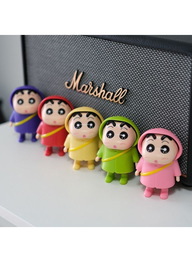 Crayon Small Peripheral Toy Hand-made Raincoat Small Cute Cartoon Animation Doll Model Desktop Decoration-Color:The Raincoat Xiaoxin Comes In A Random Set [one Set Is Photographed In Multiples Of 5] - Image 5