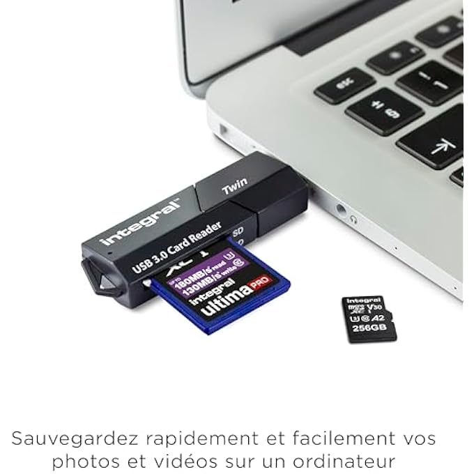 Integral DUAL-SLOT MICRO SD & SD USB3.0 MEMORY CARD READER ADAPTER - SUPER FAST FILE TRANSFER AND COMPATIBLE WITH HIGH SPEED UHS-I INTERFACE: SDHC, SDXC, MICROSDHC & MICROSDXC UHS-I U1 & U3 - Image 2