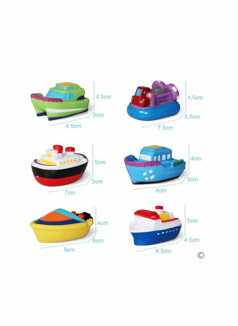 KASTWAVE - Bathtub Floating Bath Toys, Boat Toys for Toddlers 1-3 Bathtub Learning Water Toys and Bathroom Toys Bath Boats Squirters Floating Wind-up Toys Swimming Pool Games Water Play Set Gift (6PCS) - Image 1