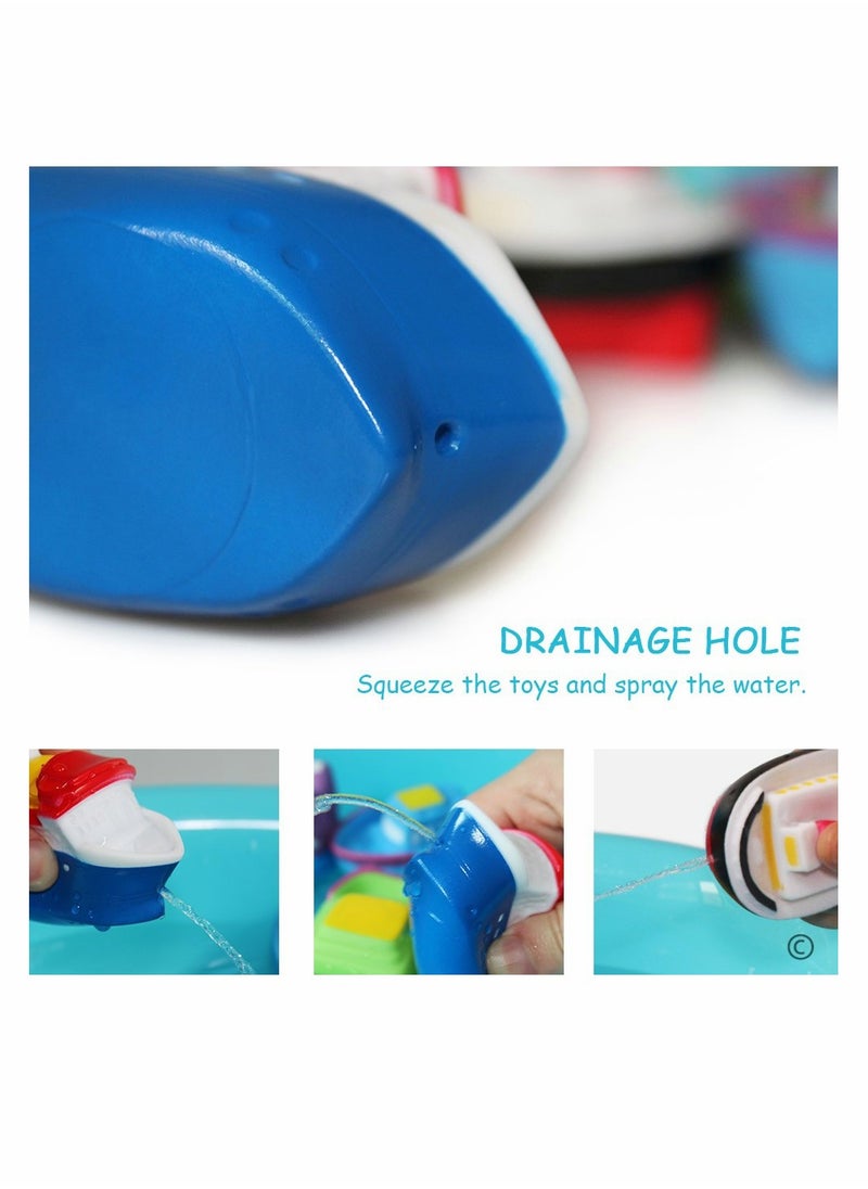 KASTWAVE - Bathtub Floating Bath Toys, Boat Toys for Toddlers 1-3 Bathtub Learning Water Toys and Bathroom Toys Bath Boats Squirters Floating Wind-up Toys Swimming Pool Games Water Play Set Gift (6PCS) - Image 1