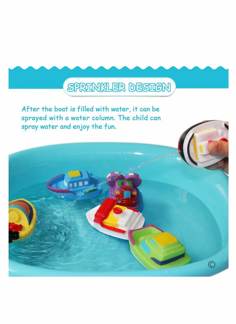 KASTWAVE - Bathtub Floating Bath Toys, Boat Toys for Toddlers 1-3 Bathtub Learning Water Toys and Bathroom Toys Bath Boats Squirters Floating Wind-up Toys Swimming Pool Games Water Play Set Gift (6PCS) - Image 1