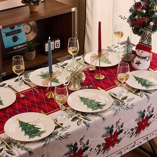 Swuut Christmas Dinner Plates - Set of 6, 10 inch Bone China - Dishwasher & Microwave Safe Holiday Tree Main Course Plates,Xmas Novelty Funny Gift for Women, Men,Family - Image 2