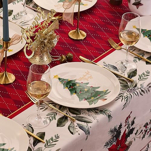 Swuut Christmas Dinner Plates - Set of 6, 10 inch Bone China - Dishwasher & Microwave Safe Holiday Tree Main Course Plates,Xmas Novelty Funny Gift for Women, Men,Family - Image 3