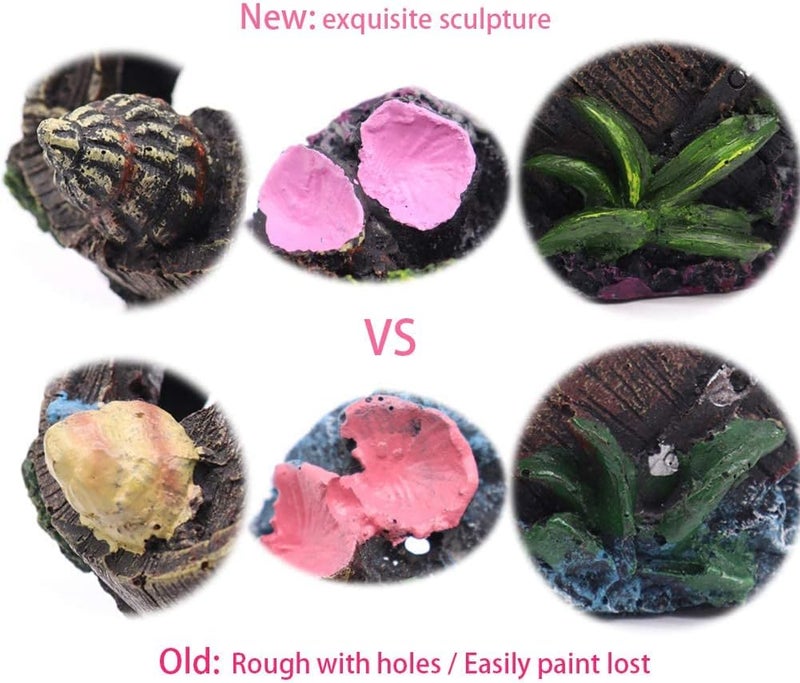 KASTWAVE Aquarium Decorations Small Fish Tank Broken Barrel Decorations, Hideaway Cave House with Shell Broken Barrel Cave Decor for Fish House - Image 3