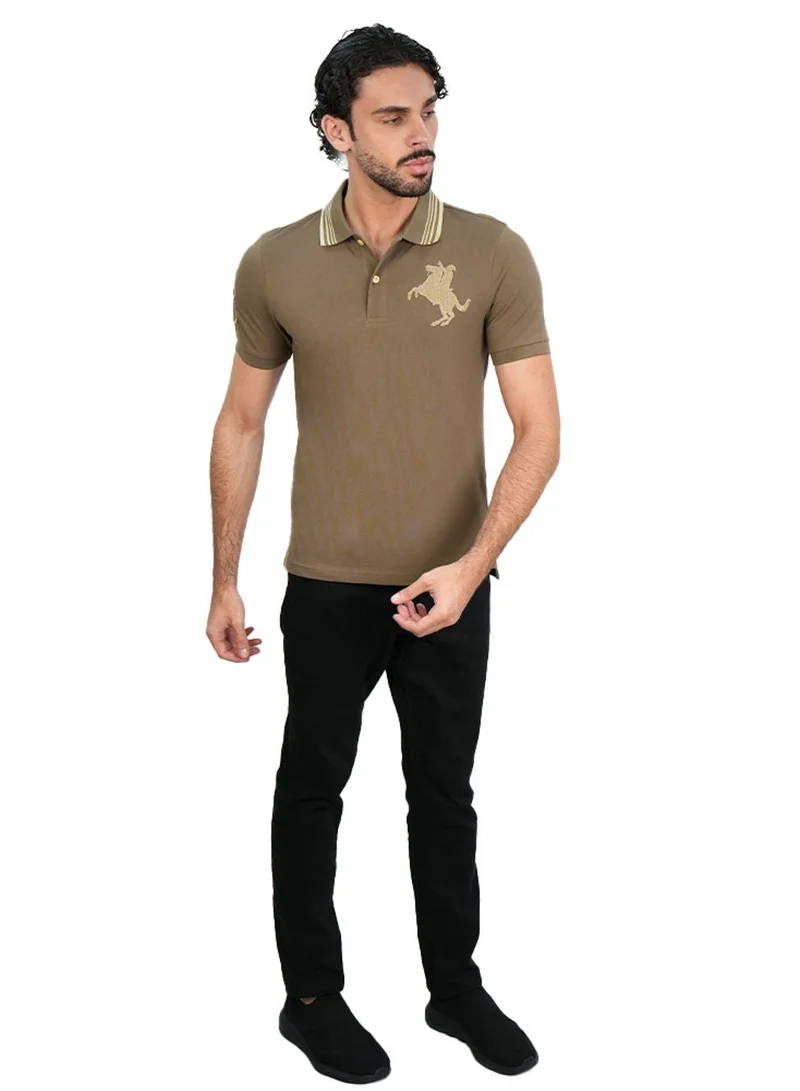 جيوردانو Men's Slim Cotton Lycra Napoleon Polo