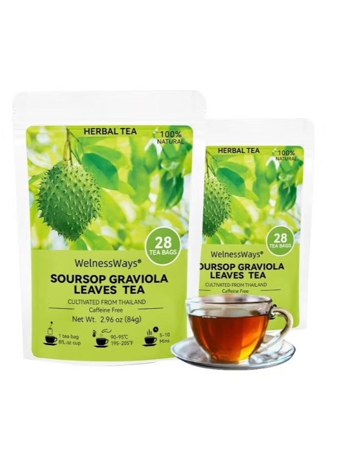 WelnessWays 2-PACKS 100% Pure Soursop Graviola Leaves tea,Annona muricata - Guanabana - Premium Quality 100% Pure Leaf - Image 1