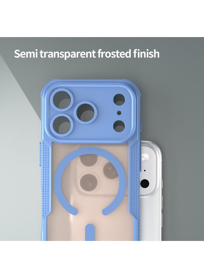 غطاء حمايه لهاتف ايفون 17 برو ماكس جراب ارمور مغناطيسي ياتي بحواف مرتفعة حول الشاشة وعدسة الكاميرا تساعد على منع الخدوش - ازرق - Image 5