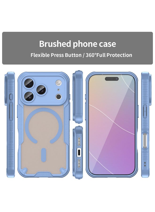 غطاء حمايه لهاتف ايفون 17 برو ماكس جراب ارمور مغناطيسي ياتي بحواف مرتفعة حول الشاشة وعدسة الكاميرا تساعد على منع الخدوش - ازرق - Image 2