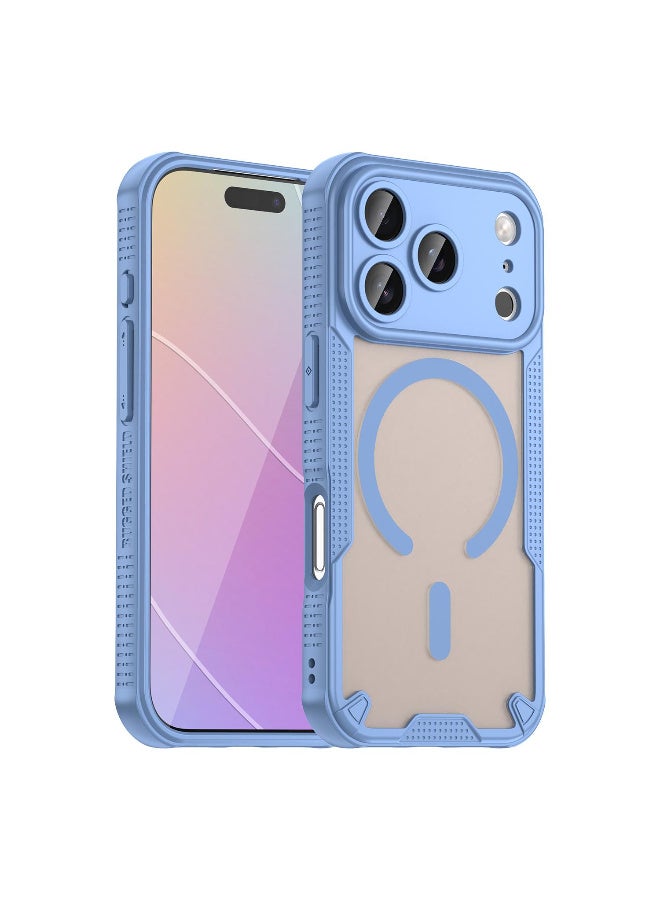 غطاء حمايه لهاتف ايفون 17 برو ماكس جراب ارمور مغناطيسي ياتي بحواف مرتفعة حول الشاشة وعدسة الكاميرا تساعد على منع الخدوش - ازرق - Image 1