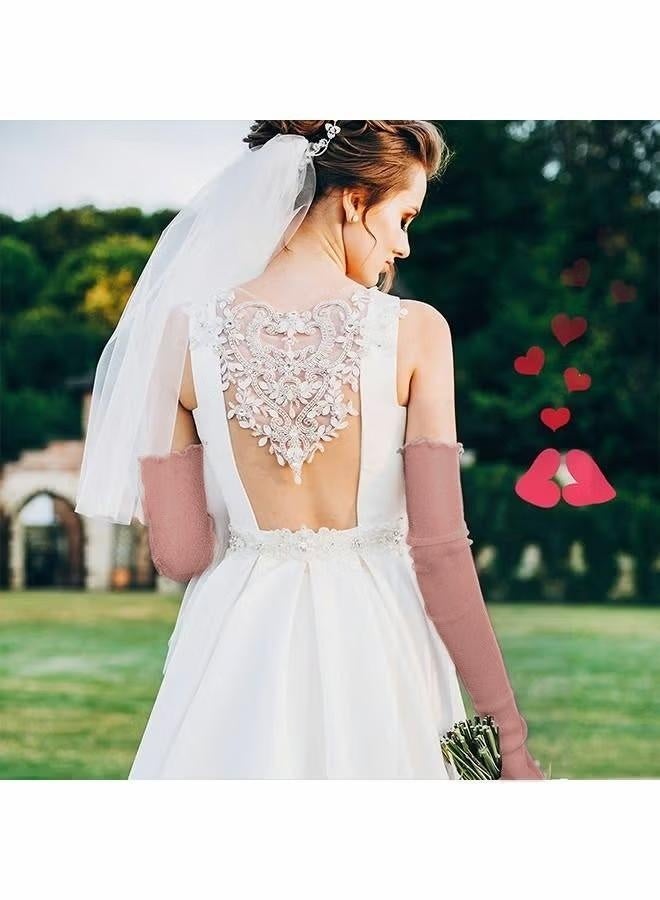 1 Pairs Women's Long Ultra-thin Lace Gloves Sun UV Protection, Cooling Mesh Tulle Sunscreen Sleeves Fingerless Arms Gloves for Indoor Outdoor - Pink  50cm - Image 4