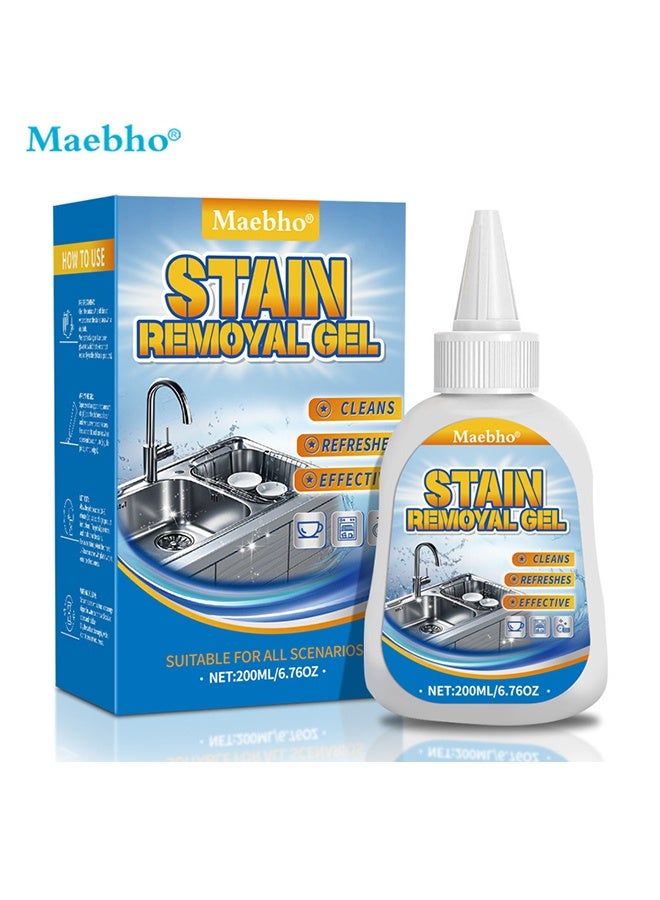 Maebho Stain Removal Gel，Mold and Mildew Removal Gel Stain Cleaner Household Cleaning for Washing Machine Washer Tiles Grout Sealant Kitchen Bathroom Sinks Showers Bathtub-200ml - Image 5
