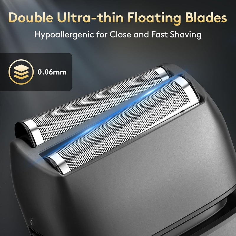 Brightup Foil Shaver, Electric Razor for Men, Upgraded Electric Shaver with Pop Up Trimmer, USB-C Rechargeable, Waterproof, Cordless, Double Floating Blade for Close Shaving, Gray - Image 3
