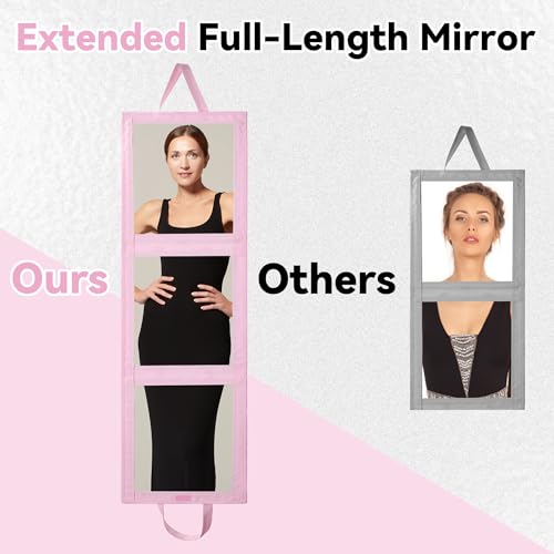 ROYALAY Foldable Full Length Mirror with Handle - 47 * 13in Portable Travel & Backstage Mirror (Pink) - Image 5
