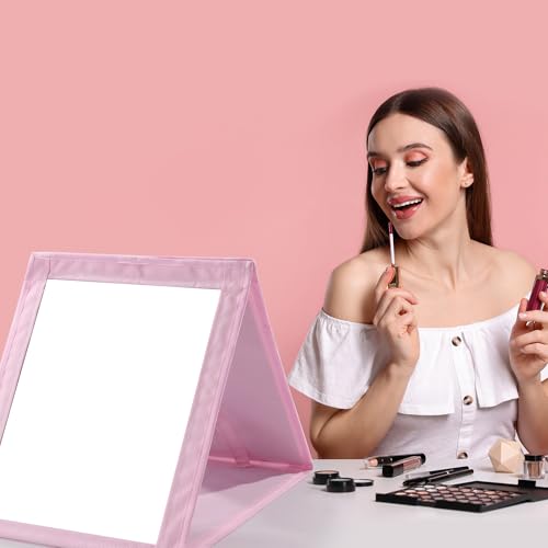 ROYALAY Foldable Full Length Mirror with Handle - 47 * 13in Portable Travel & Backstage Mirror (Pink) - Image 4