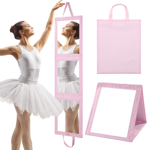 ROYALAY Foldable Full Length Mirror with Handle - 47 * 13in Portable Travel & Backstage Mirror (Pink) - Image 1
