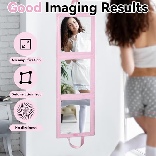 ROYALAY Foldable Full Length Mirror with Handle - 47 * 13in Portable Travel & Backstage Mirror (Pink) - Image 3