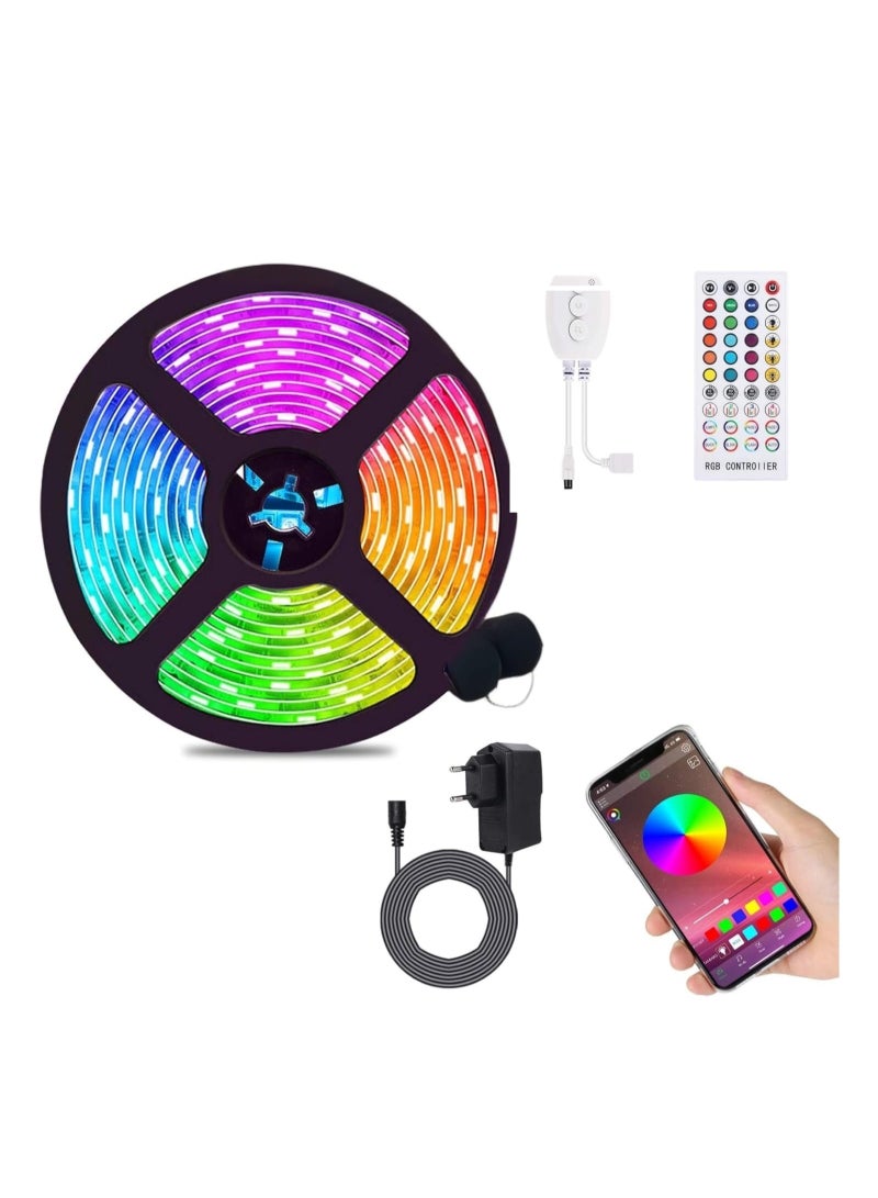 Flexible and waterproof 5050 RGB Wi-Fi LED strip light with app and remote control, suitable for TV, bedroom, Christmas, parties, and home decor, 5m