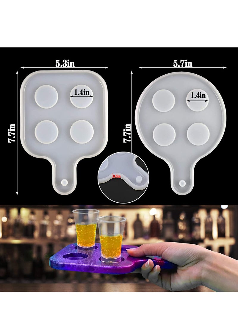 SYOSI - 2pcs Shot Glass Serving Tray Resin Silicone Mold Tools, 8 Holes Silicone Glass Holder/Flight Paddle Serving Board DIY Craft Epoxy Casting Mold for Party Home Decor - Image 1