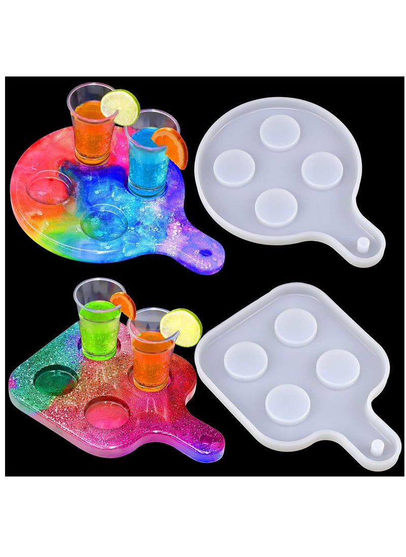 SYOSI - 2pcs Shot Glass Serving Tray Resin Silicone Mold Tools, 8 Holes Silicone Glass Holder/Flight Paddle Serving Board DIY Craft Epoxy Casting Mold for Party Home Decor - Image 1