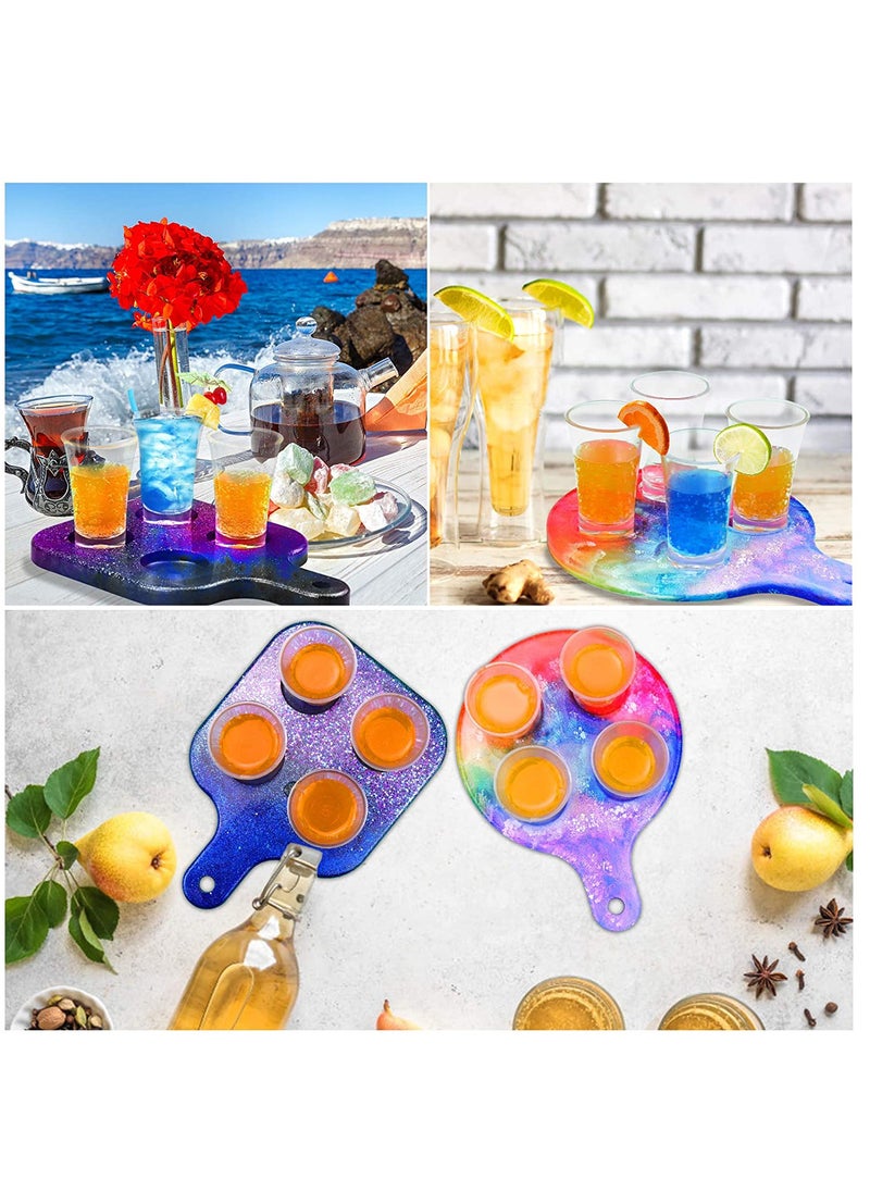 SYOSI - 2pcs Shot Glass Serving Tray Resin Silicone Mold Tools, 8 Holes Silicone Glass Holder/Flight Paddle Serving Board DIY Craft Epoxy Casting Mold for Party Home Decor - Image 1
