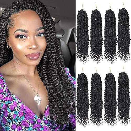 Passion Twist Hair 14 Inch Pretwisted Passion Twist Crochet Hair 8 Packs Crochet Hair Passion Twists Passion Twists Hair Pre Looped Synthetic Passion Twist Crochet Braids for Women Girls and Kids 1B