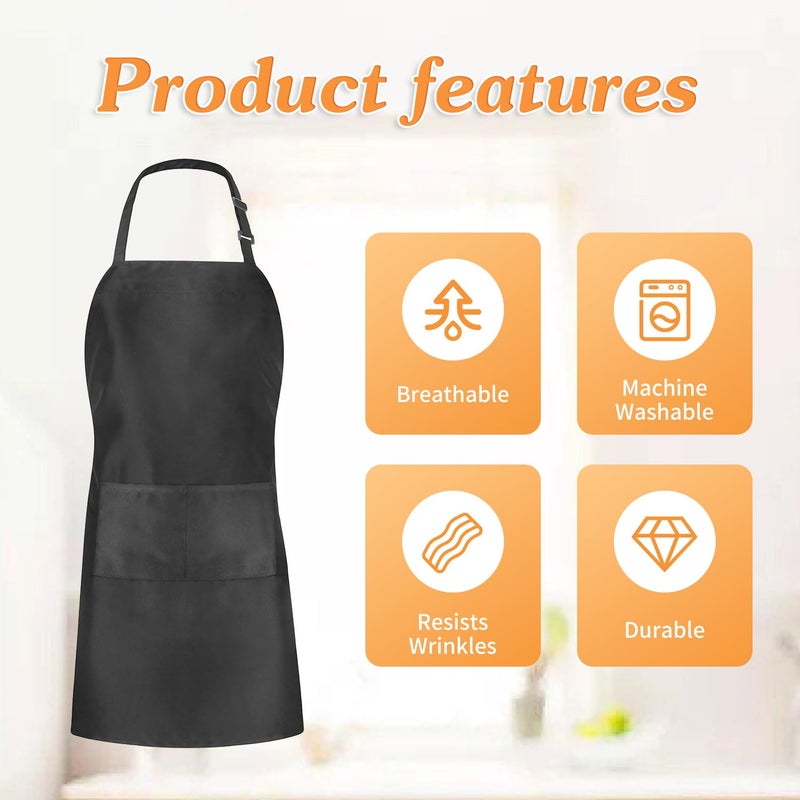 Nymmoata 2 Pack Adjustable Black Apron for Cooking Classes, BBQs, Art & Craft Parties, Religious Events, Neighborhood Gatherings â€“ Large Pockets, Easy to Clean, Fits Most Sizes, Ideal for Customization & Gifts - Image 5