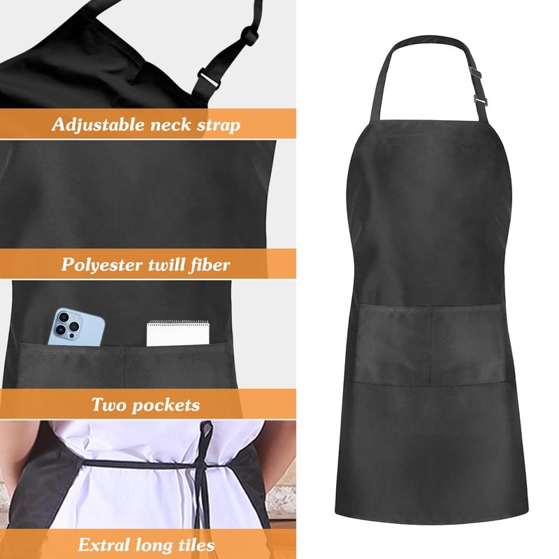 Nymmoata 2 Pack Adjustable Black Apron for Cooking Classes, BBQs, Art & Craft Parties, Religious Events, Neighborhood Gatherings â€“ Large Pockets, Easy to Clean, Fits Most Sizes, Ideal for Customization & Gifts - Image 3