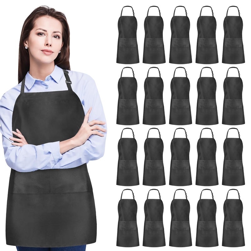 Nymmoata 2 Pack Adjustable Black Apron for Cooking Classes, BBQs, Art & Craft Parties, Religious Events, Neighborhood Gatherings â€“ Large Pockets, Easy to Clean, Fits Most Sizes, Ideal for Customization & Gifts - Image 1
