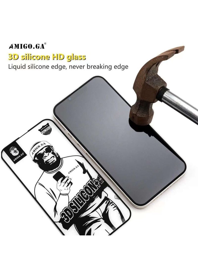 AMIGO.GA Iphone 13 Pro Privacy 3D Silicon+ Glass Premium Screen Protector Full Stick Anti Dust Waterproof - Image 2