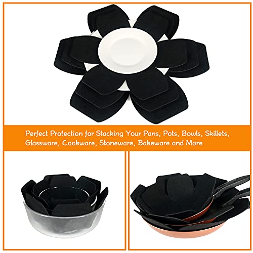 BYKITCHEN Larger & Thicker Pan Protectors, Set of 12 and 3 Different Sizes, Felt Pot Pan Separators, Pan Dividers Pads for Stacking and Protecting Your Cookware - Image 4