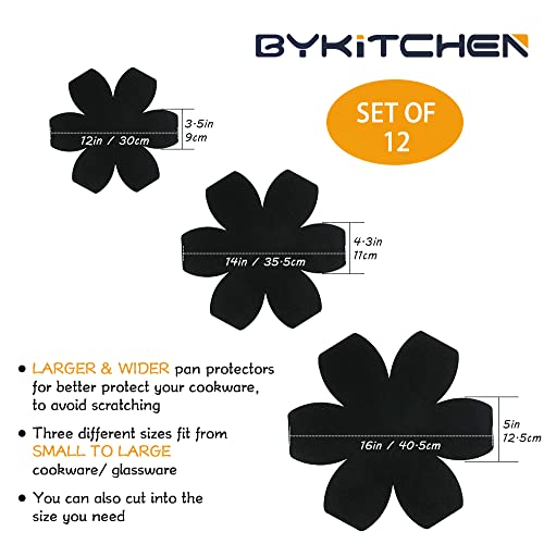 BYKITCHEN Larger & Thicker Pan Protectors, Set of 12 and 3 Different Sizes, Felt Pot Pan Separators, Pan Dividers Pads for Stacking and Protecting Your Cookware - Image 3